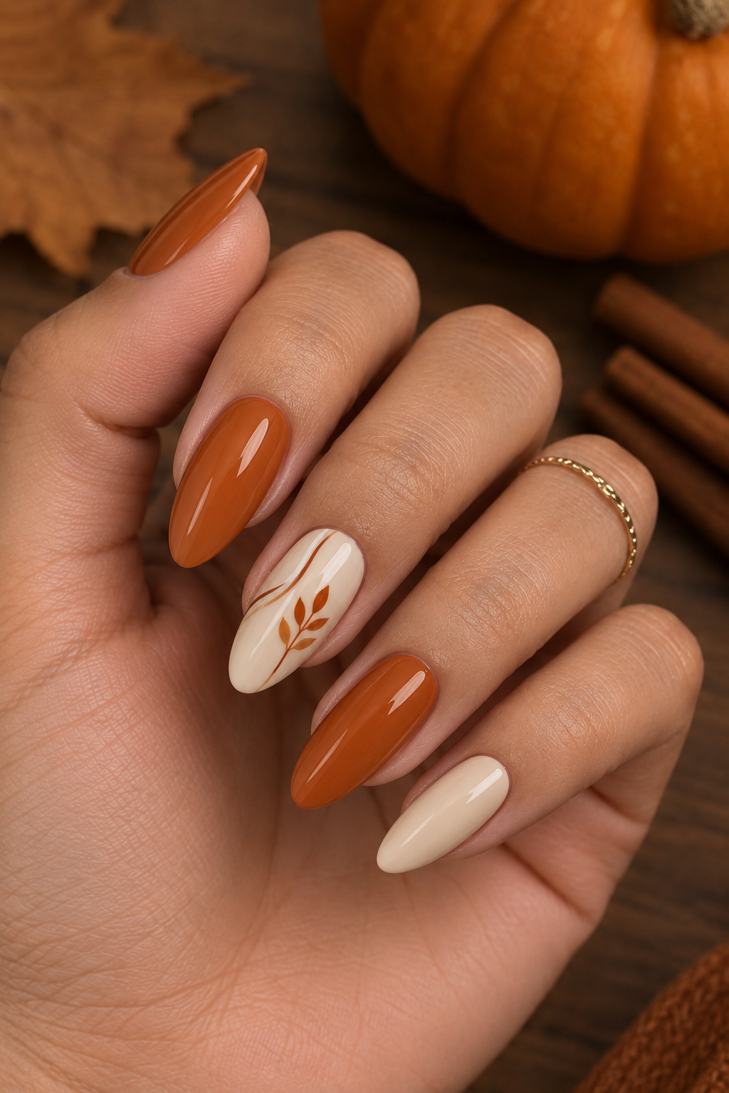 Creamy Pumpkin Spice Nails
