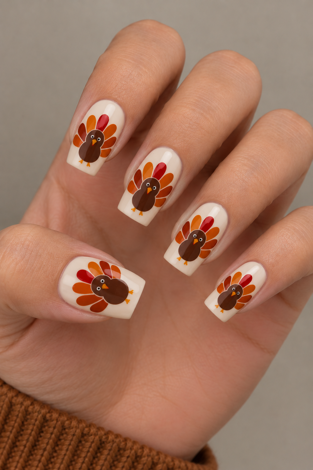 Cute Turkey Thanksgiving Nails
