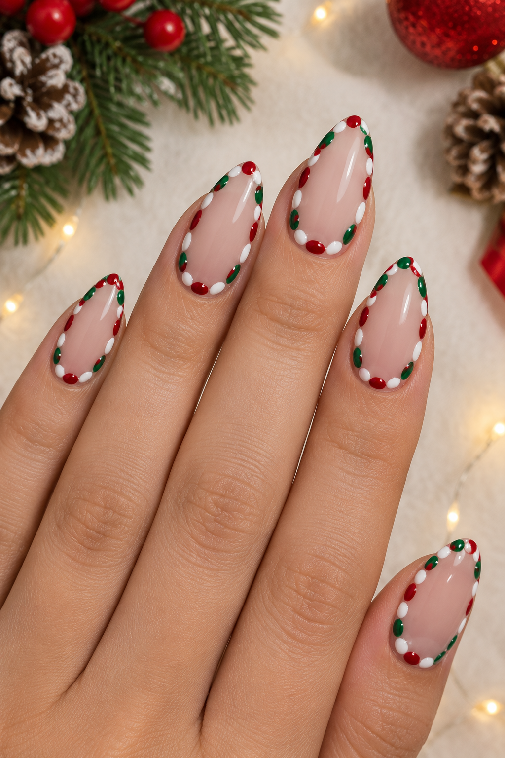 Festive Christmas Dot Nail Art