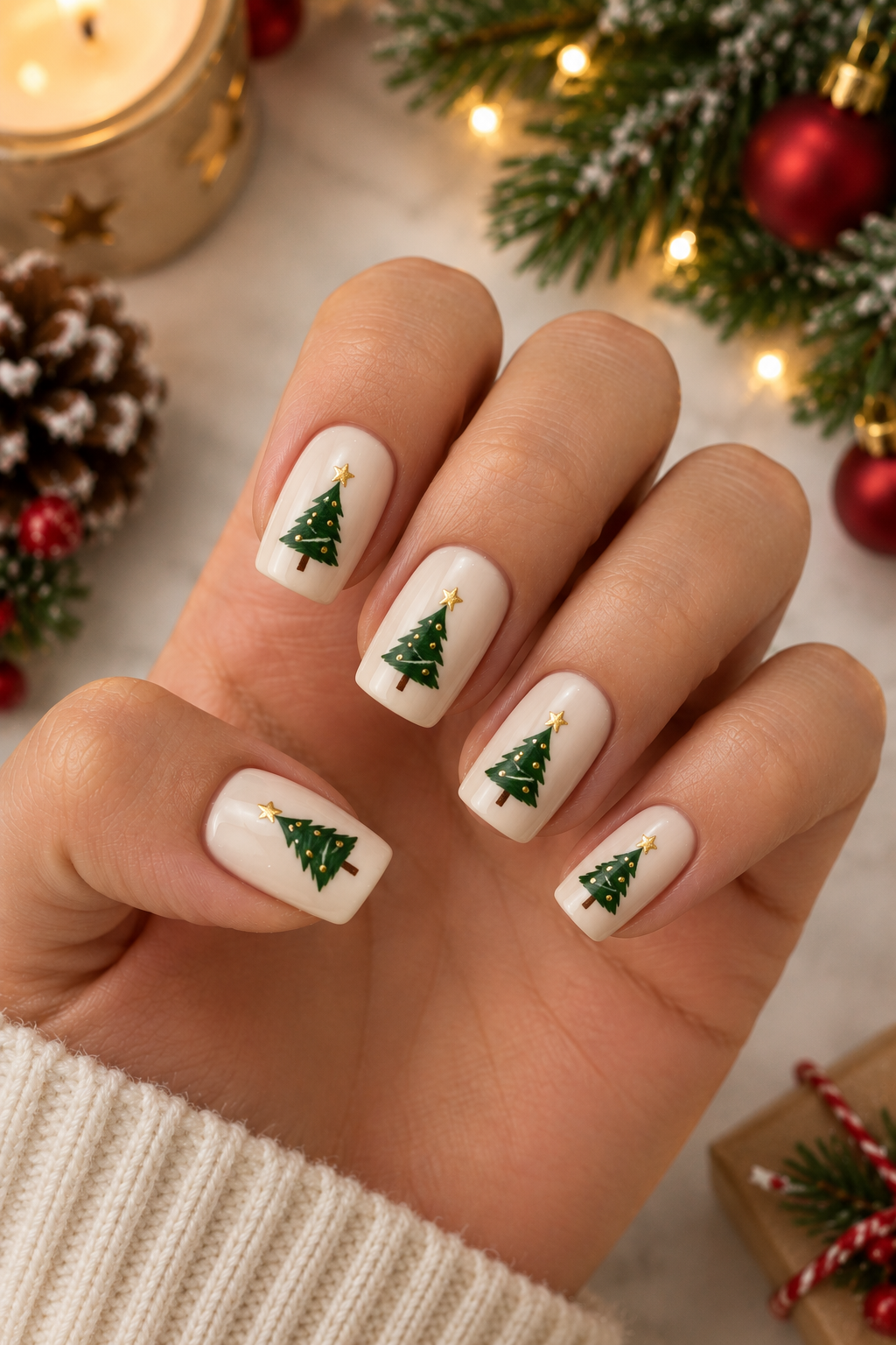 Festive Christmas Tree Manicure