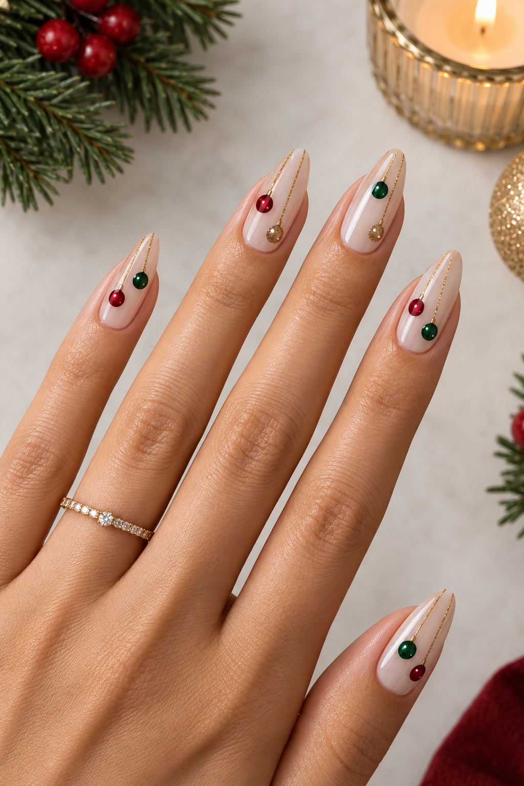 Festive Hanging Ornament Manicure