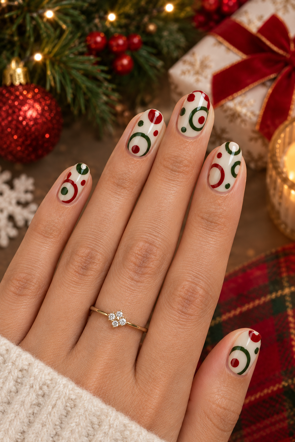 Festive Red and Green Holiday Nail Art