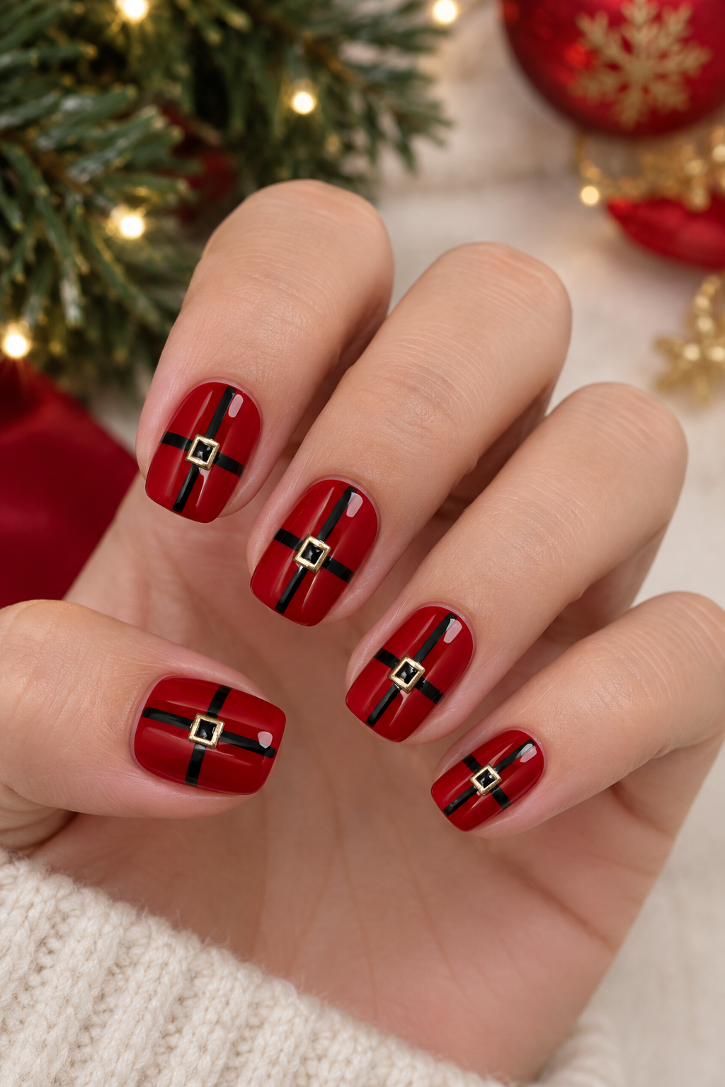 Festive Santa Belt Manicure