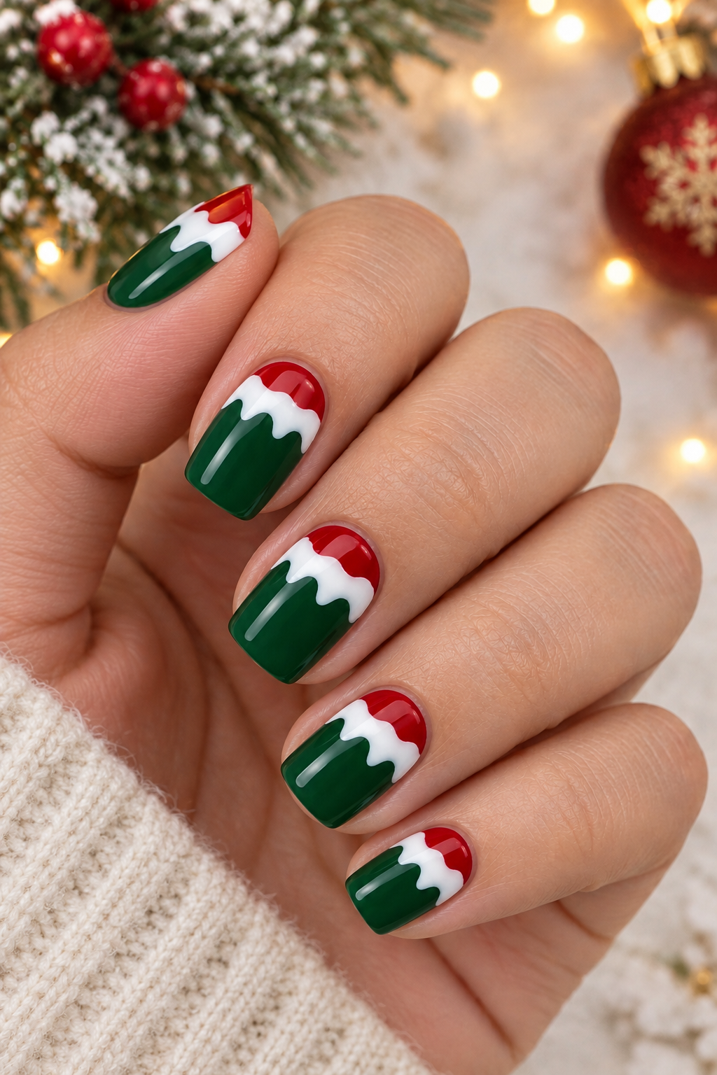 Festive Santa Drip Christmas Nails