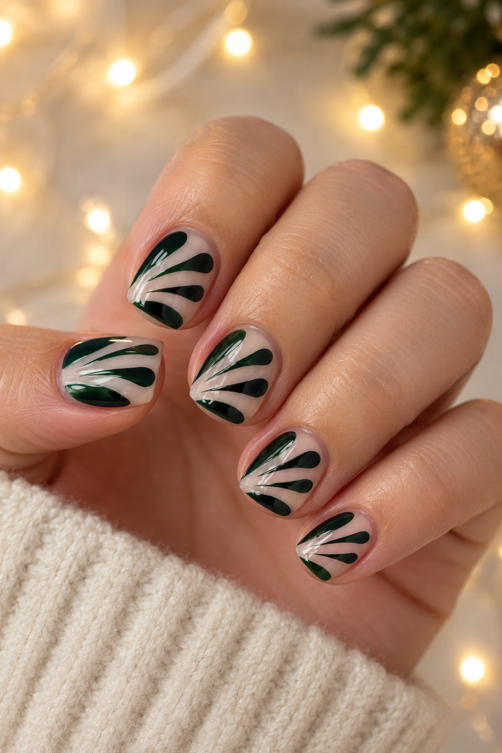 Forest Green Drip Nail Art
