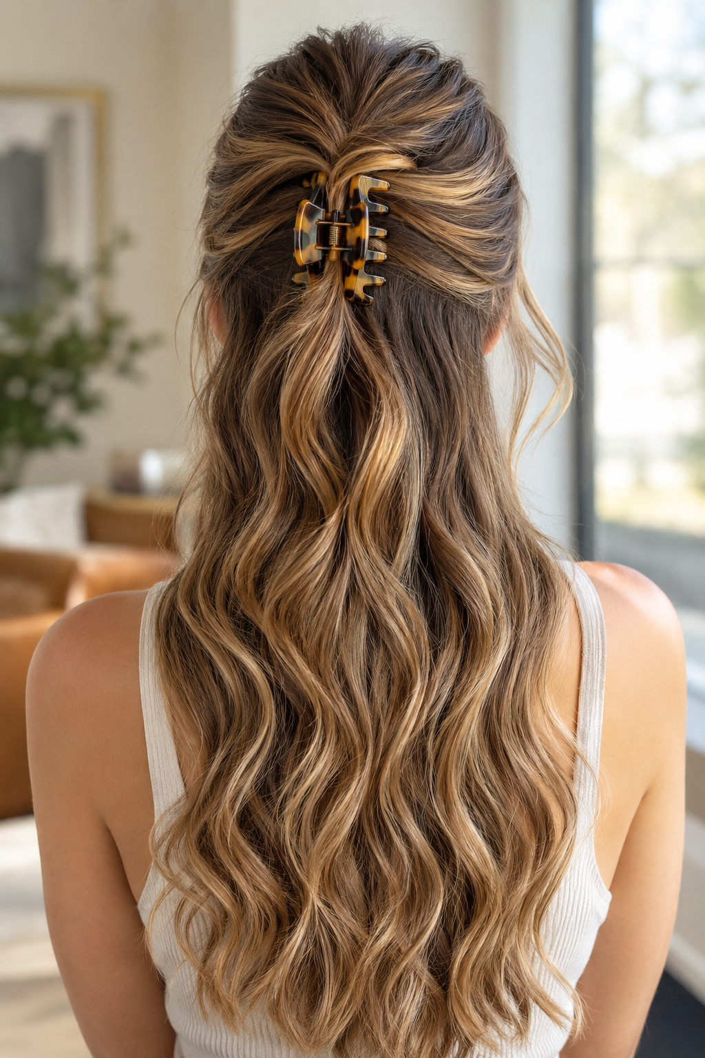 claw clip hairstyle for thick hair
