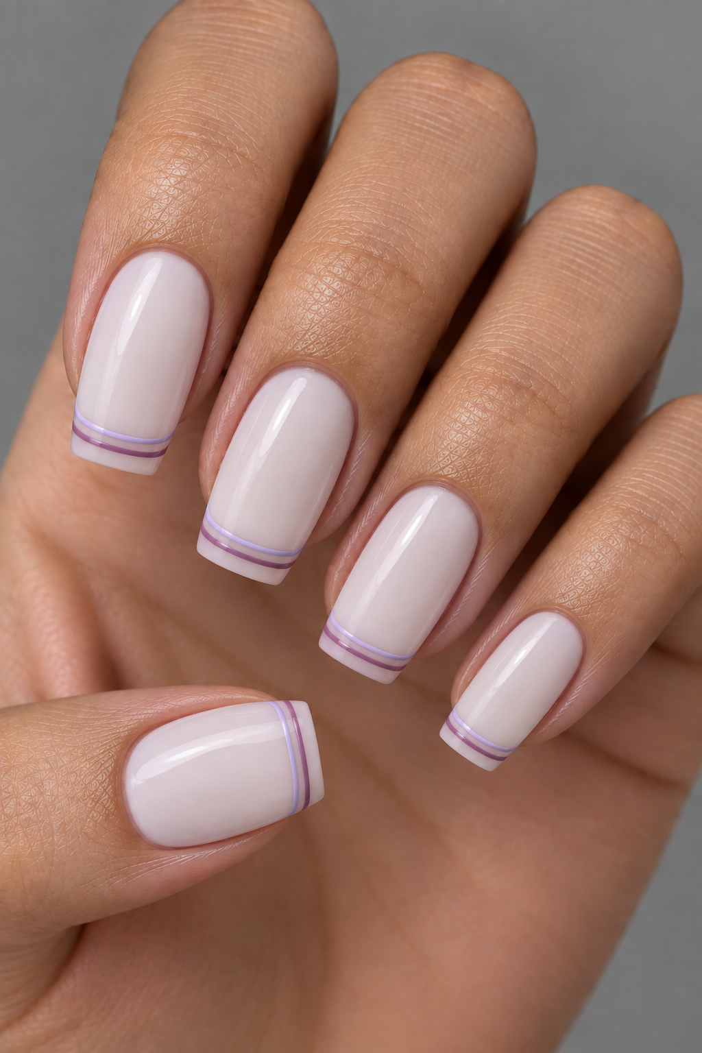 Glossy Lilac Double-French Manicure