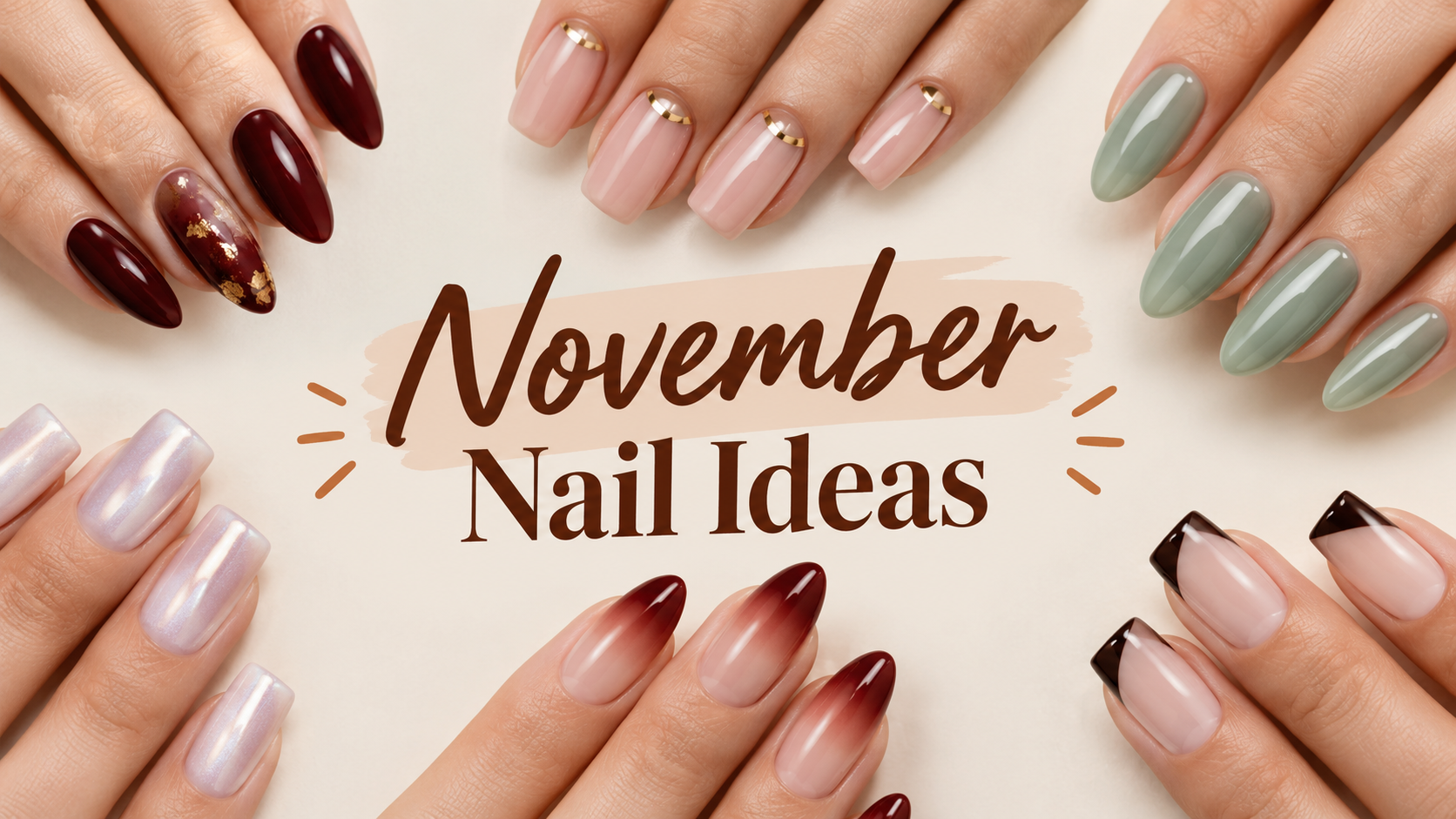 November Nail Ideas_ Glossy Manicure Collage