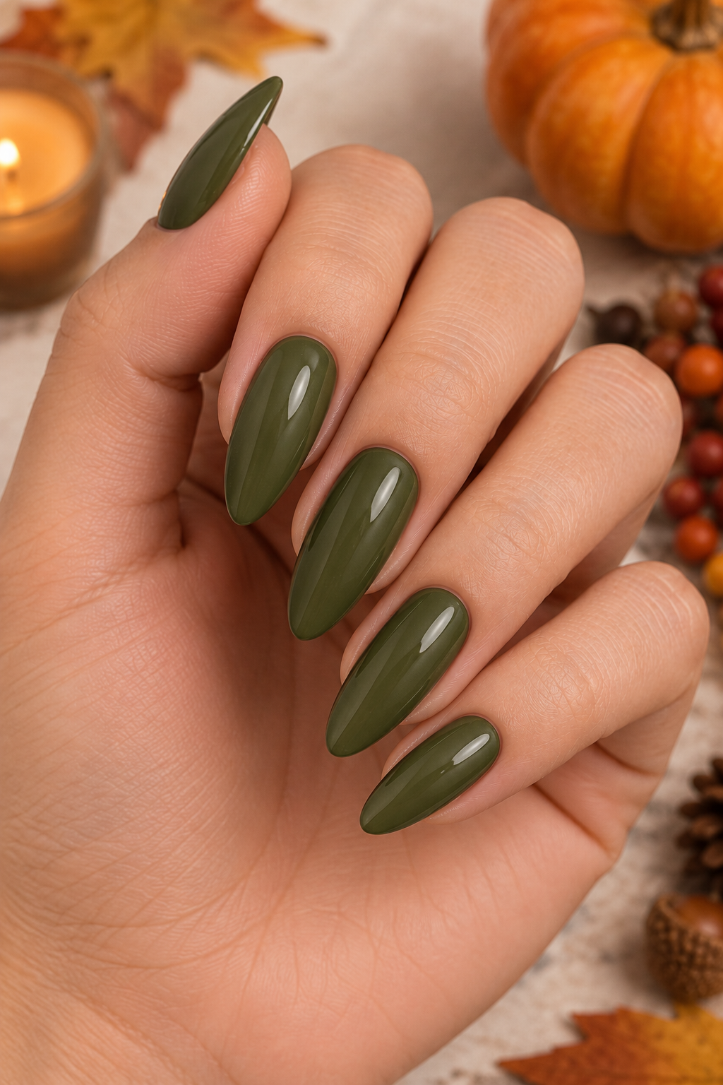 Olive Green Manicure