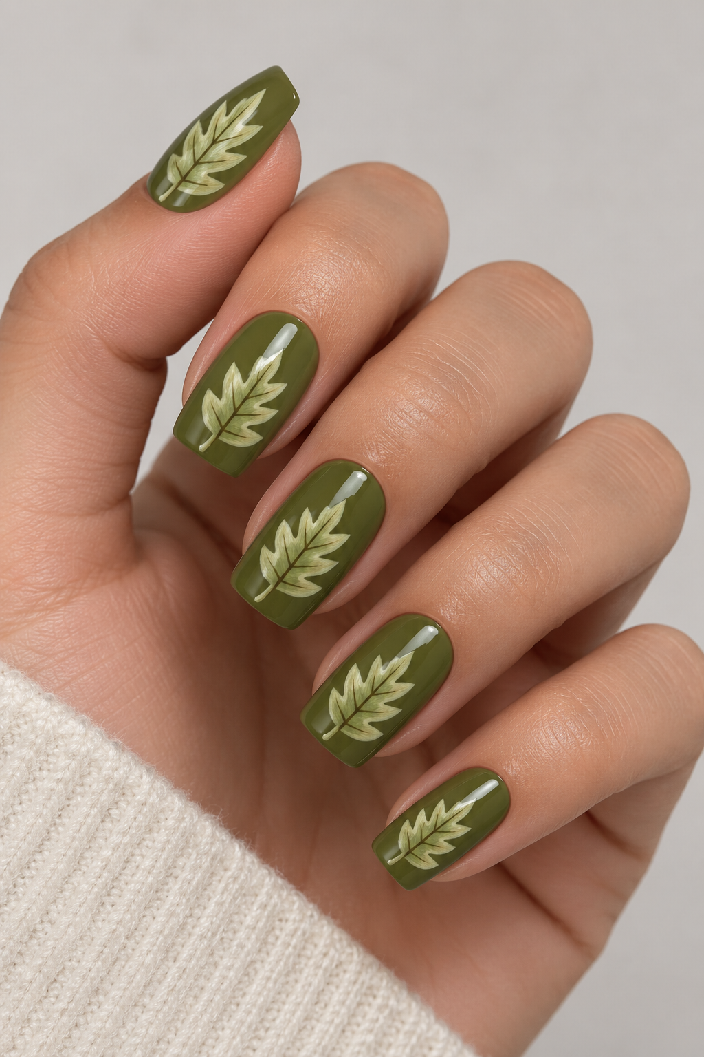 Olive Leaf Thanksgiving Nails