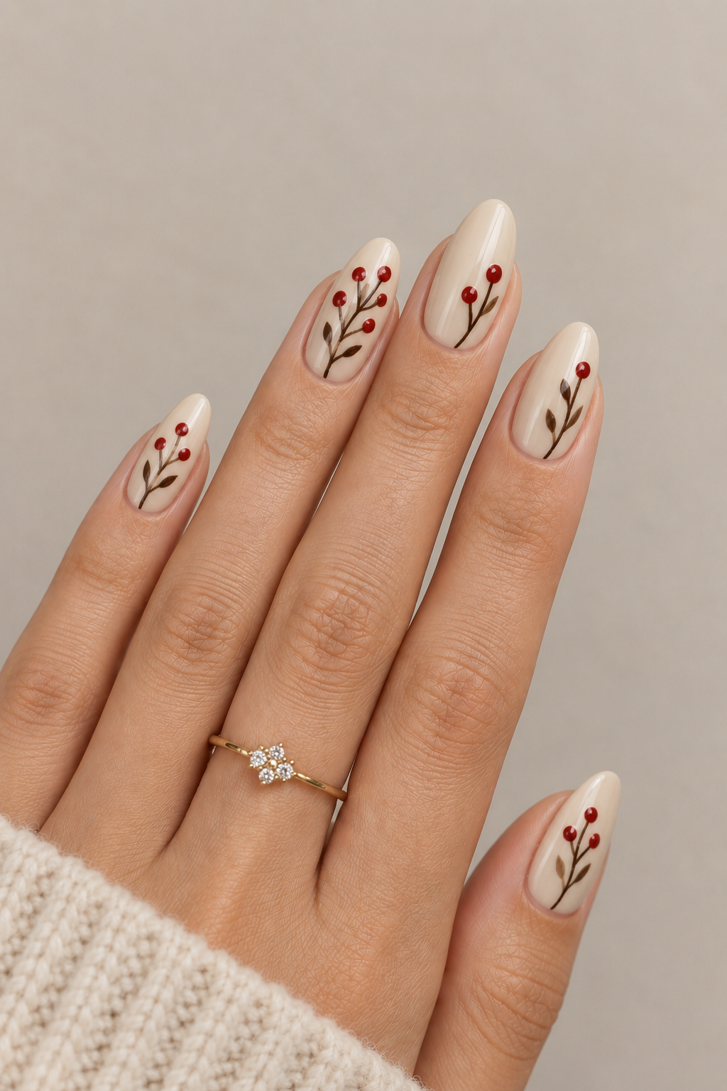 Thanksgiving Berry Branch Nails