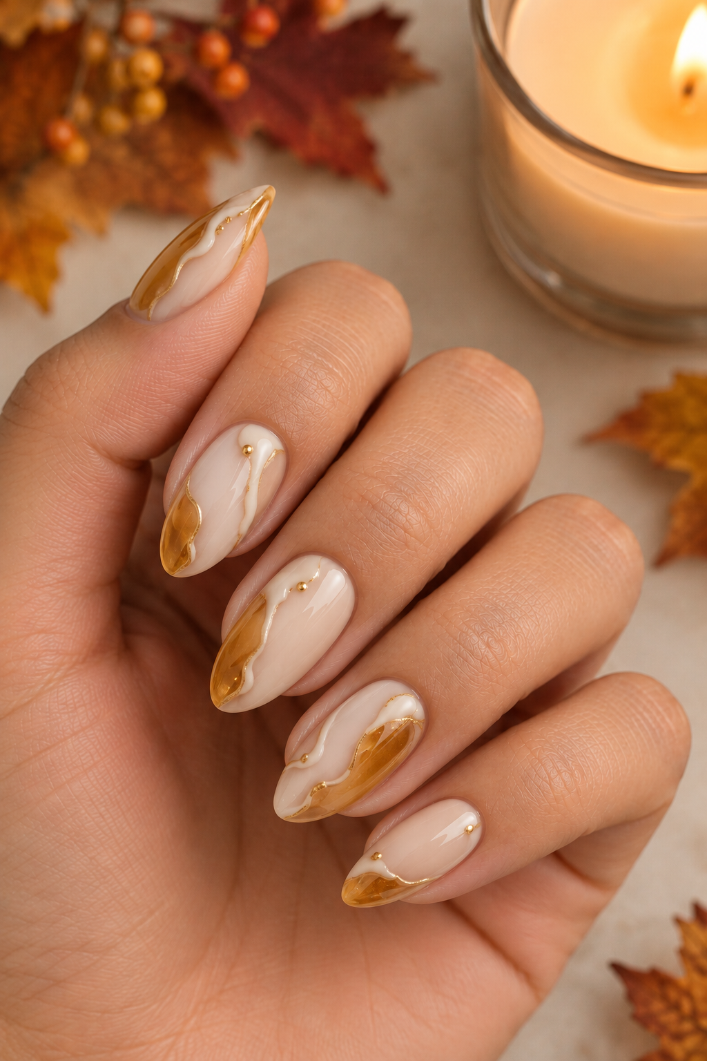 Thanksgiving Candle Wax Nails