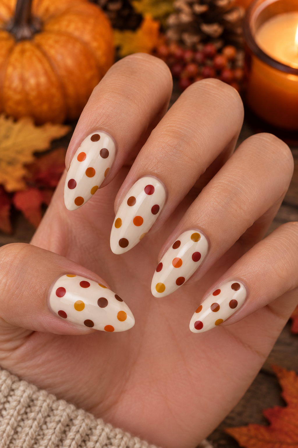 Thanksgiving Confetti Dot Nails
