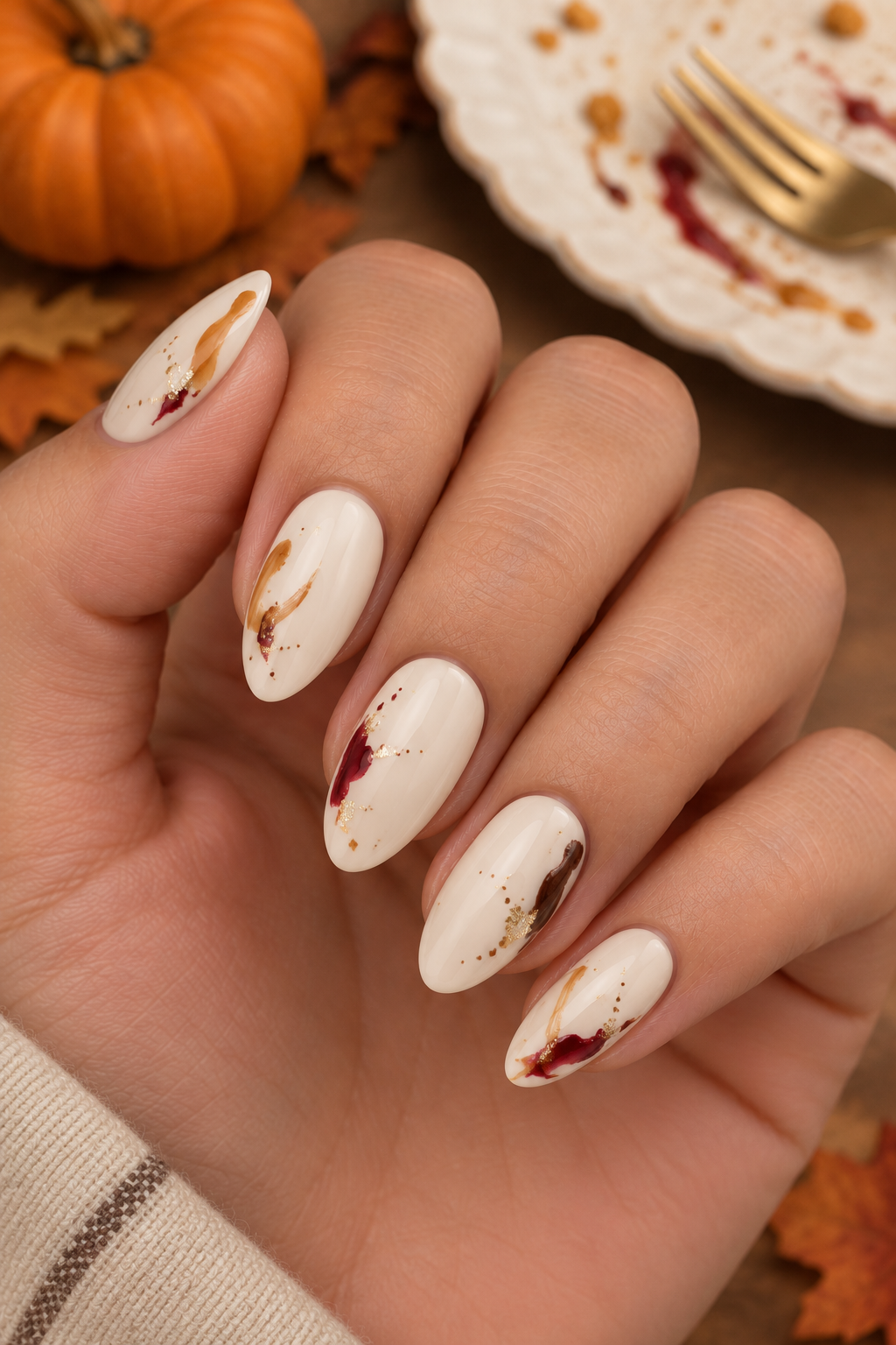 Thanksgiving Dessert Plate Nails