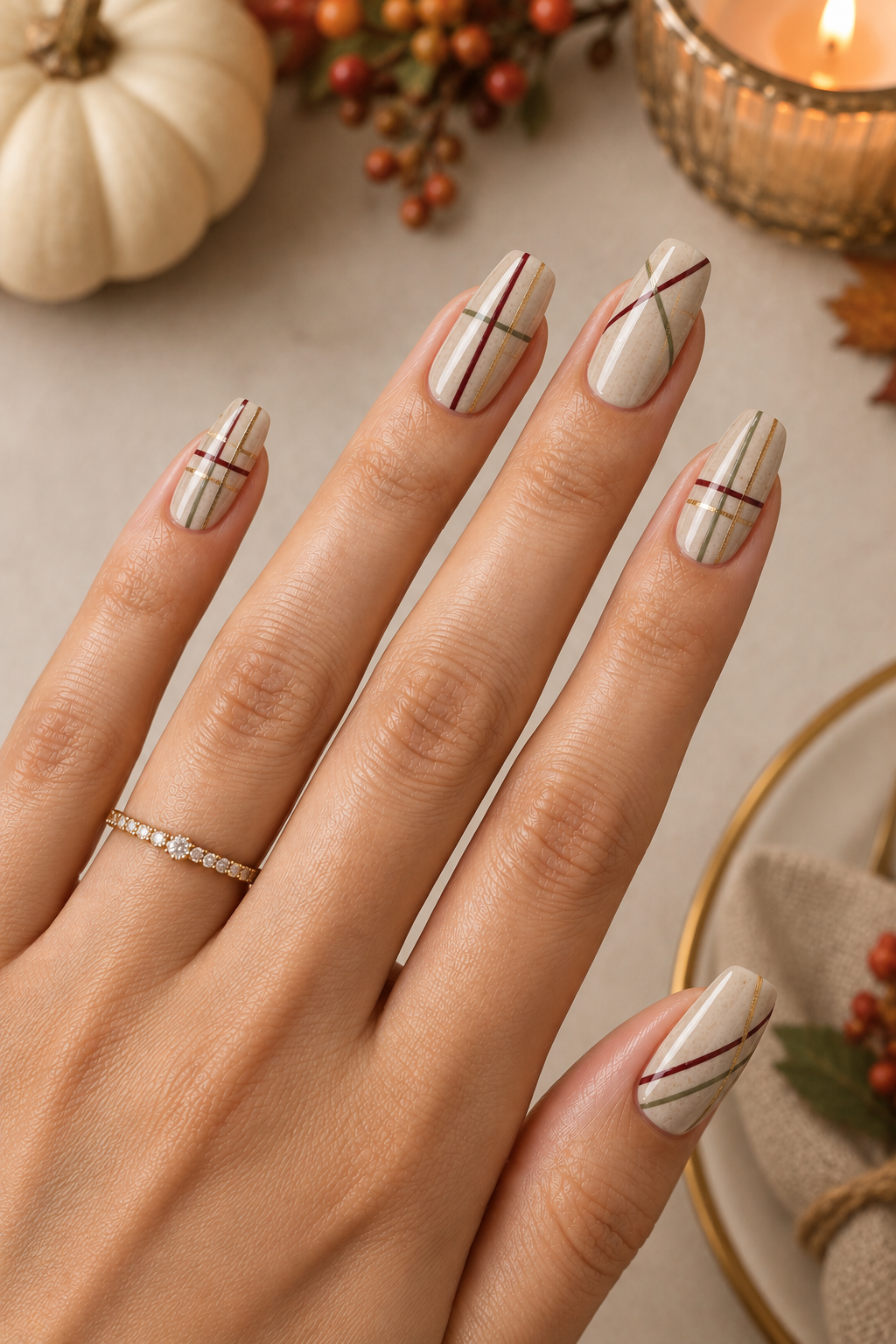 Thanksgiving Dinner Napkin Nails
