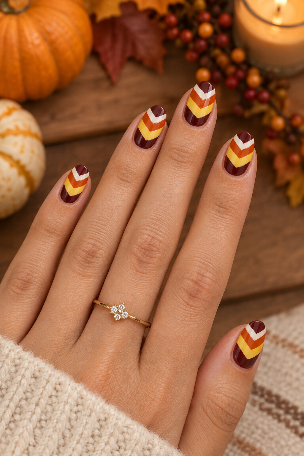 Thanksgiving Harvest Chevron Nails