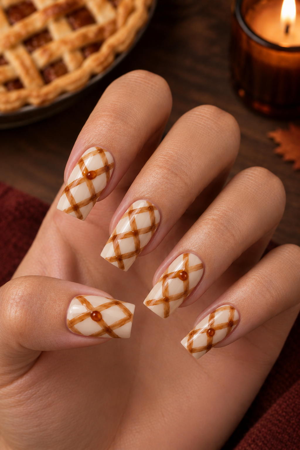 Thanksgiving Pie Lattice Nails