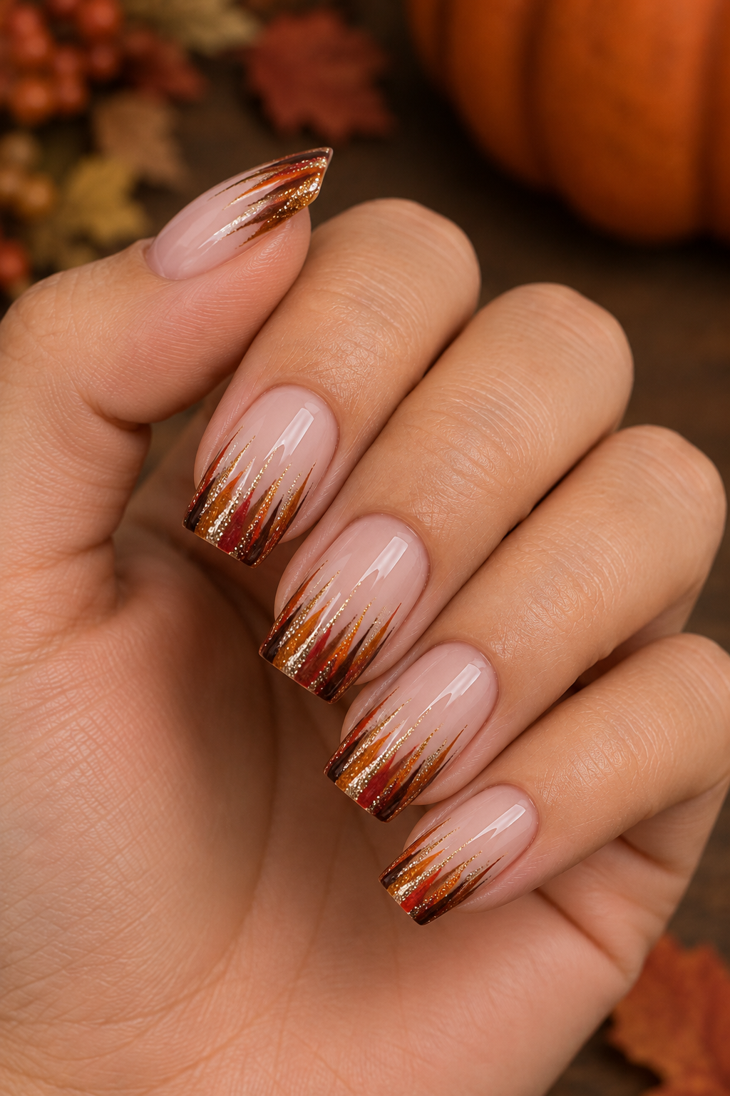 Thanksgiving-inspired French tips